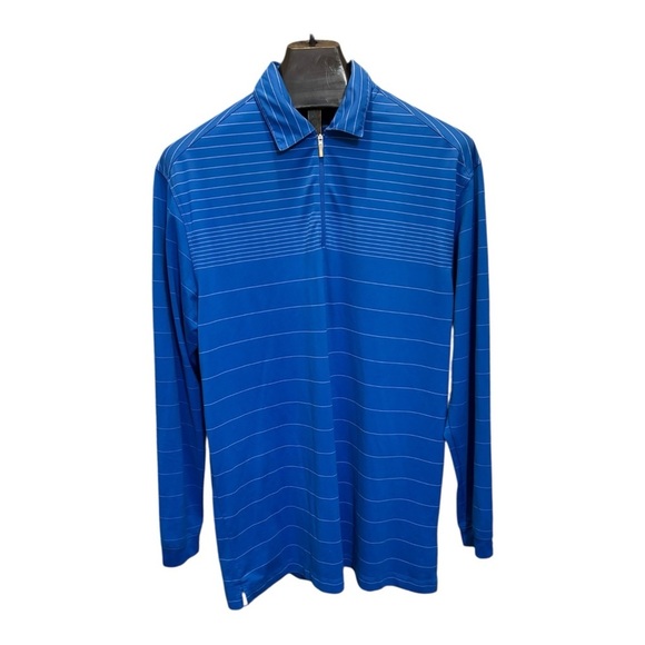 Nike Dri Fit Golf Men's Long Sleeve 1/4 Zip Blue Striped Shirt Size XL - Picture 3 of 12